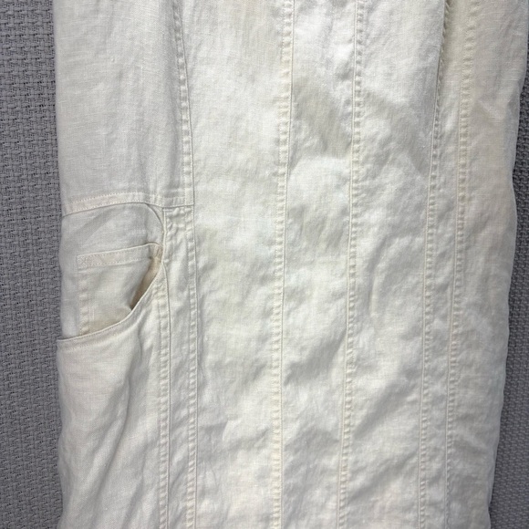 J. Jill 100% Linen Cream Maxi Dress Size 12- Lined Summer Wedding Sleeveless - Picture 3 of 8